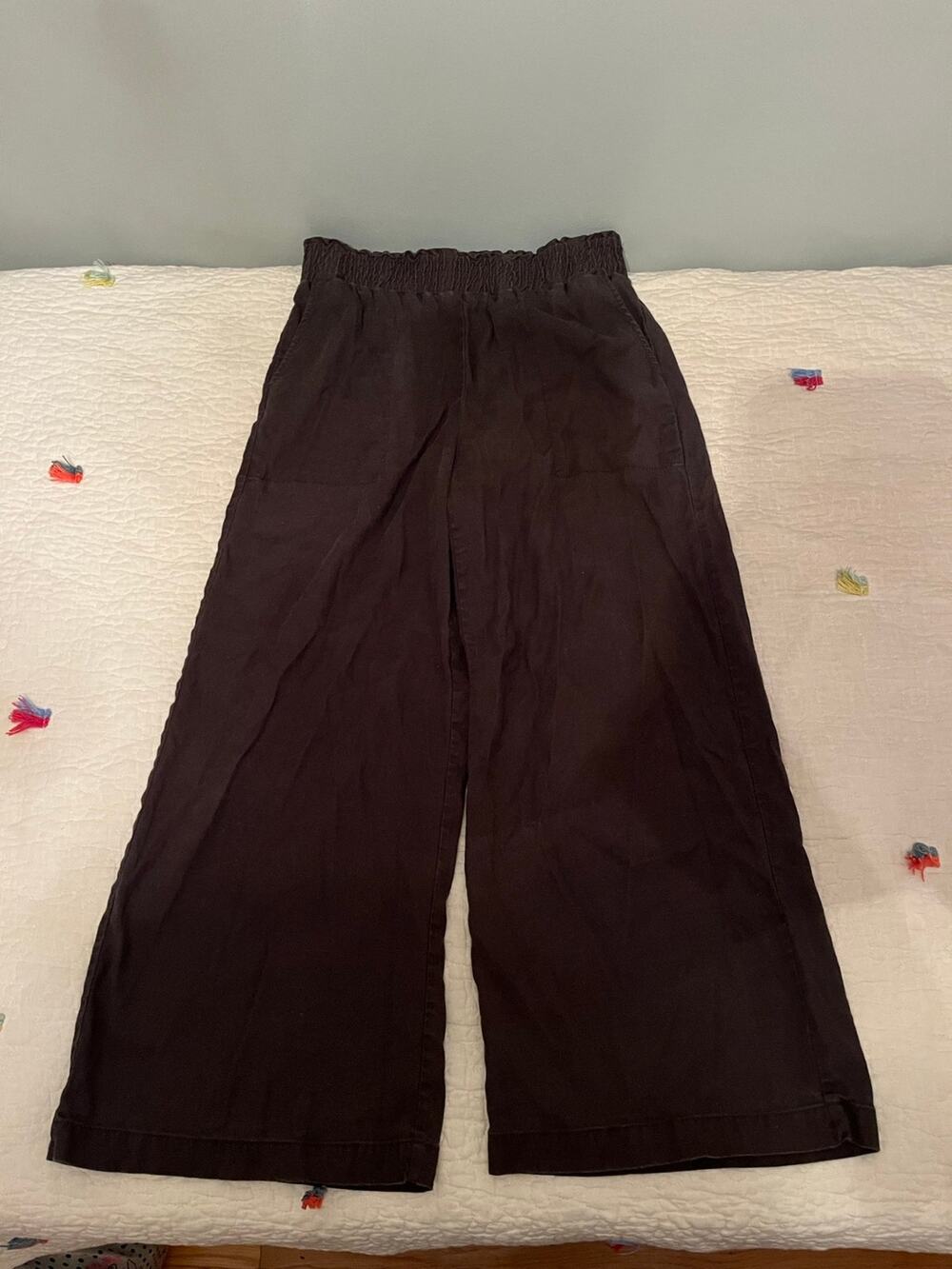 Anthropologie maeve linen dark gray flowy pants small